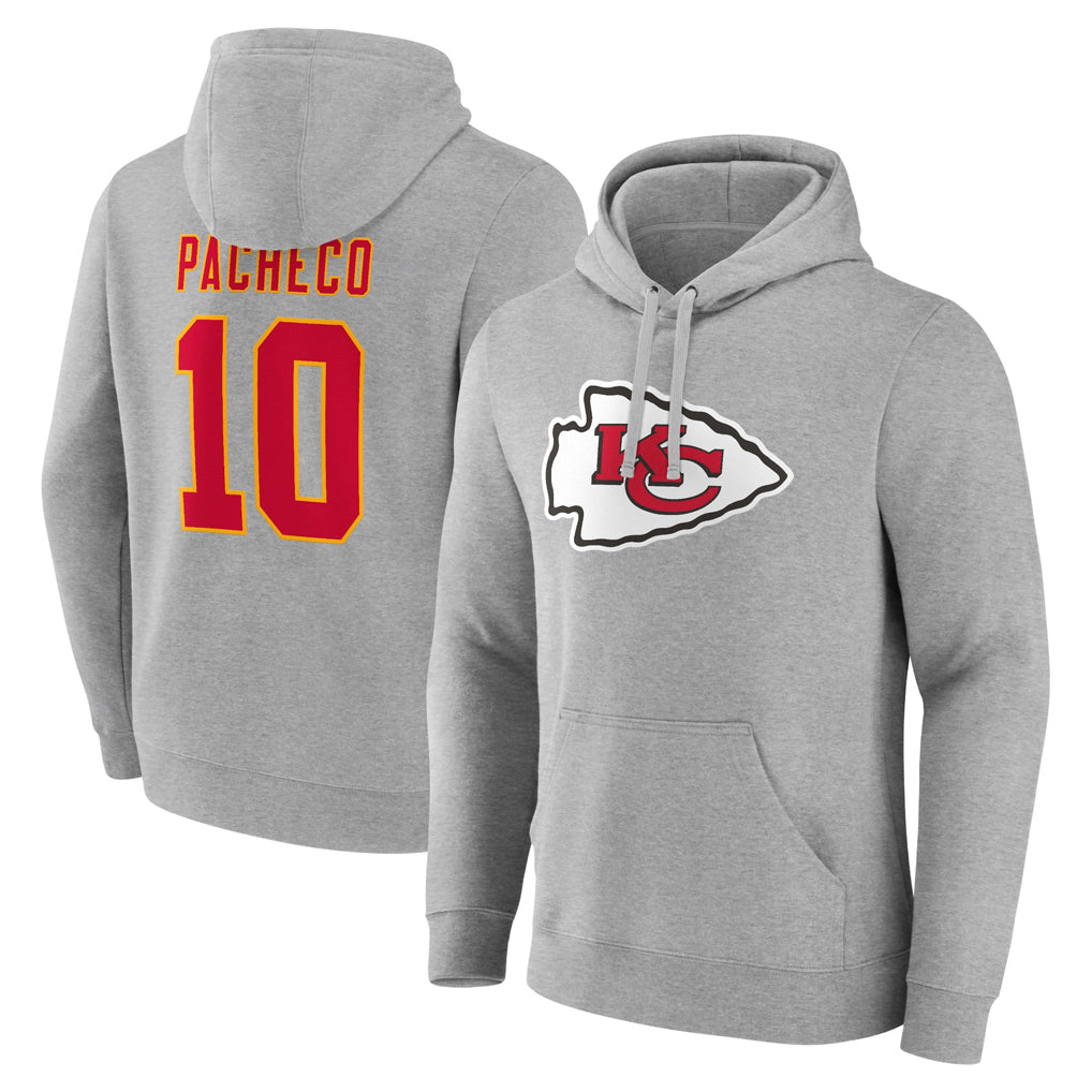 Cooneas KC.Chiefs #10 Isiah Pacheco Player Gray Pullover Hoodies Stitched Jerseys