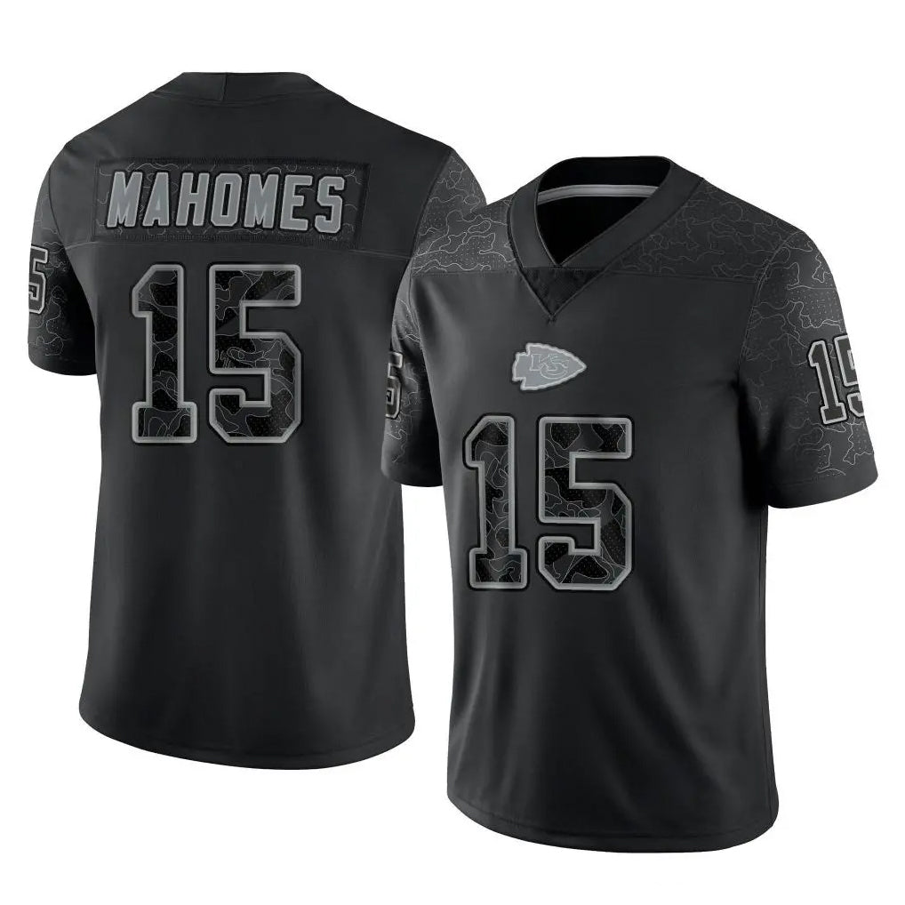 Cooneas KC.Chiefs #15 Patrick Mahomes Player Black Limited Reflective Game Stitched Jerseys