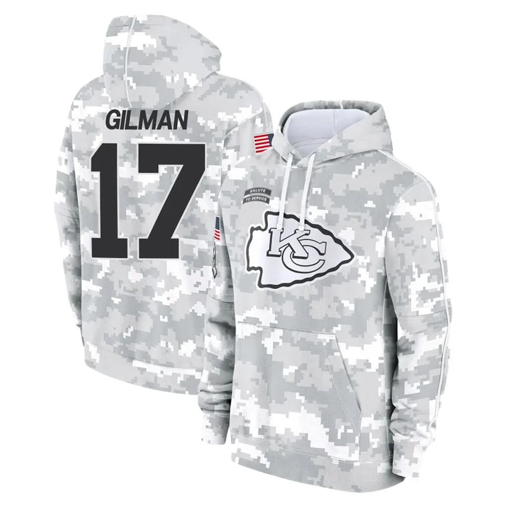 Cooneas KC.Chiefs #17 Alohi Gilman Player Arctic Camo Salute to Service Hoodies Limited Game Stitched Jerseys