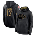 Cooneas KC.Chiefs #17 Alohi Gilman Player Black Salute to Service Hoodies Limited Game Stitched Jerseys