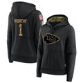 Cooneas KC.Chiefs #1 Xavier Worthy Player Black Salute to Service Hoodies Stitched Jerseys
