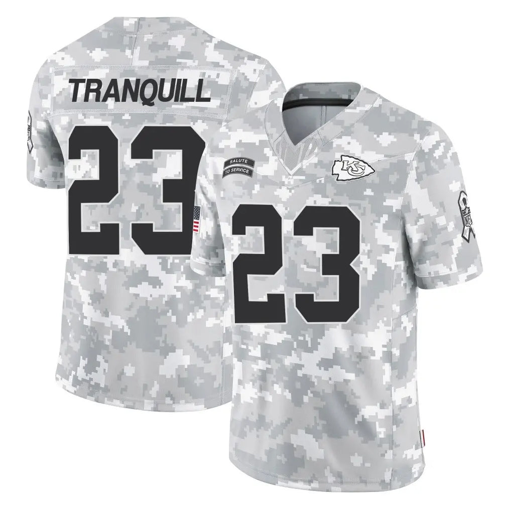 Cooneas KC.Chiefs #23 Drue Tranquill Player Arctic Camo Salute To Service Limited Game Stitched Jerseys