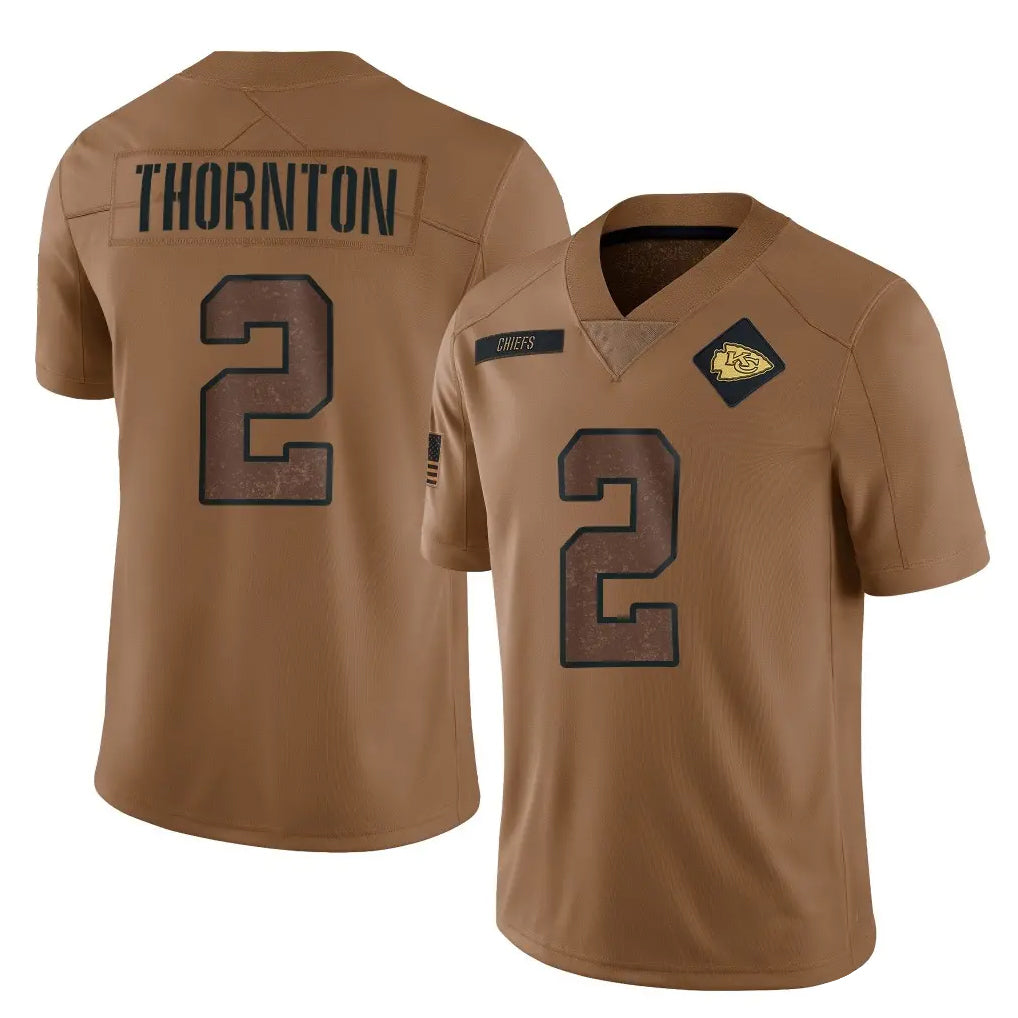 Cooneas KC.Chiefs #2 Tyquan Thornton Player Brown Salute To Service Limited Stitched Jerseys