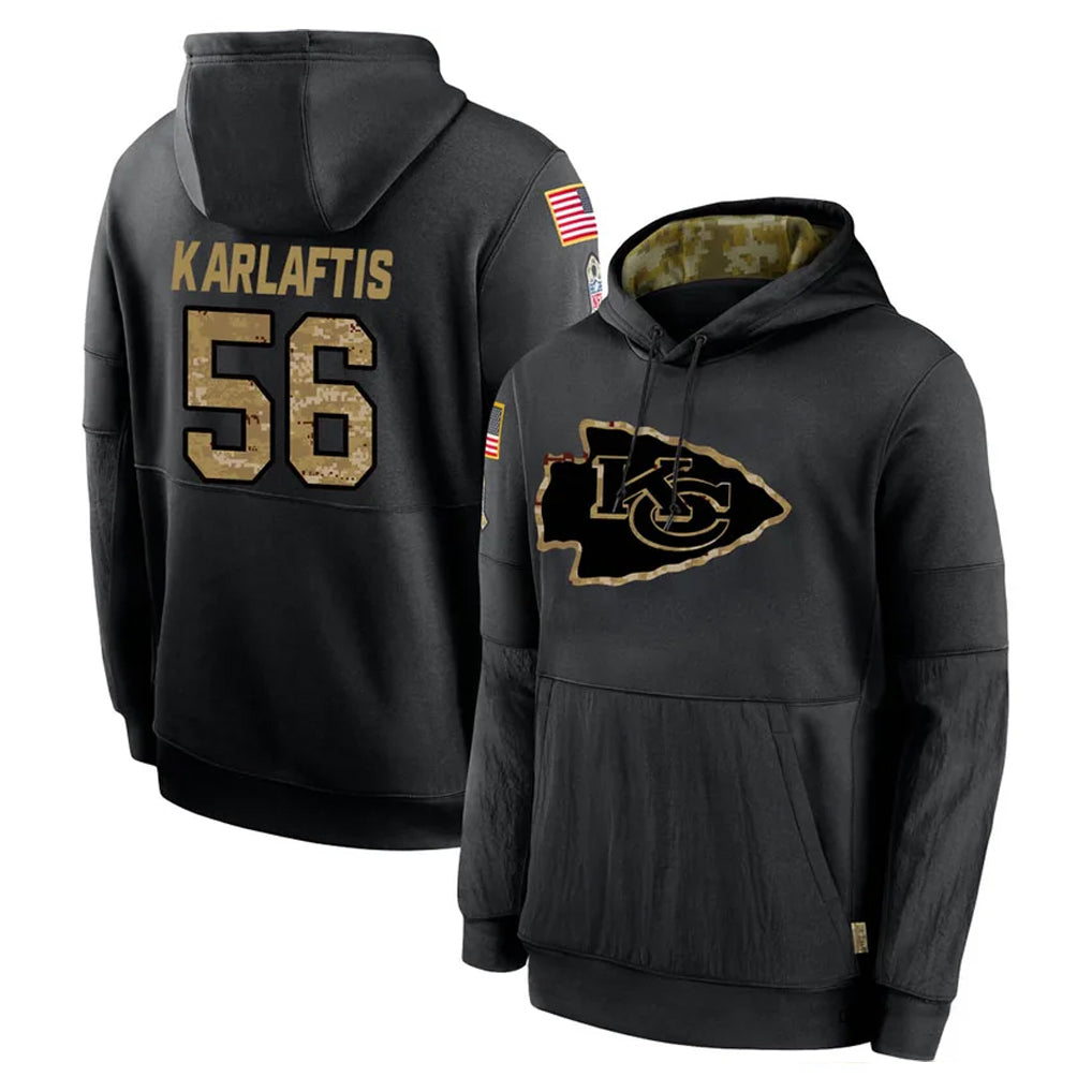 Cooneas KC.Chiefs #56 George Karlaftis Player Black Salute to Service Hoodies Limited Game Stitched Jerseys