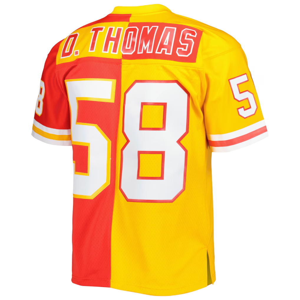 Cooneas KC.Chiefs #58 Derrick Thomas Mitchell & Ness RedGold 1994 Split Legacy Replica Stitched Puhic Jersey