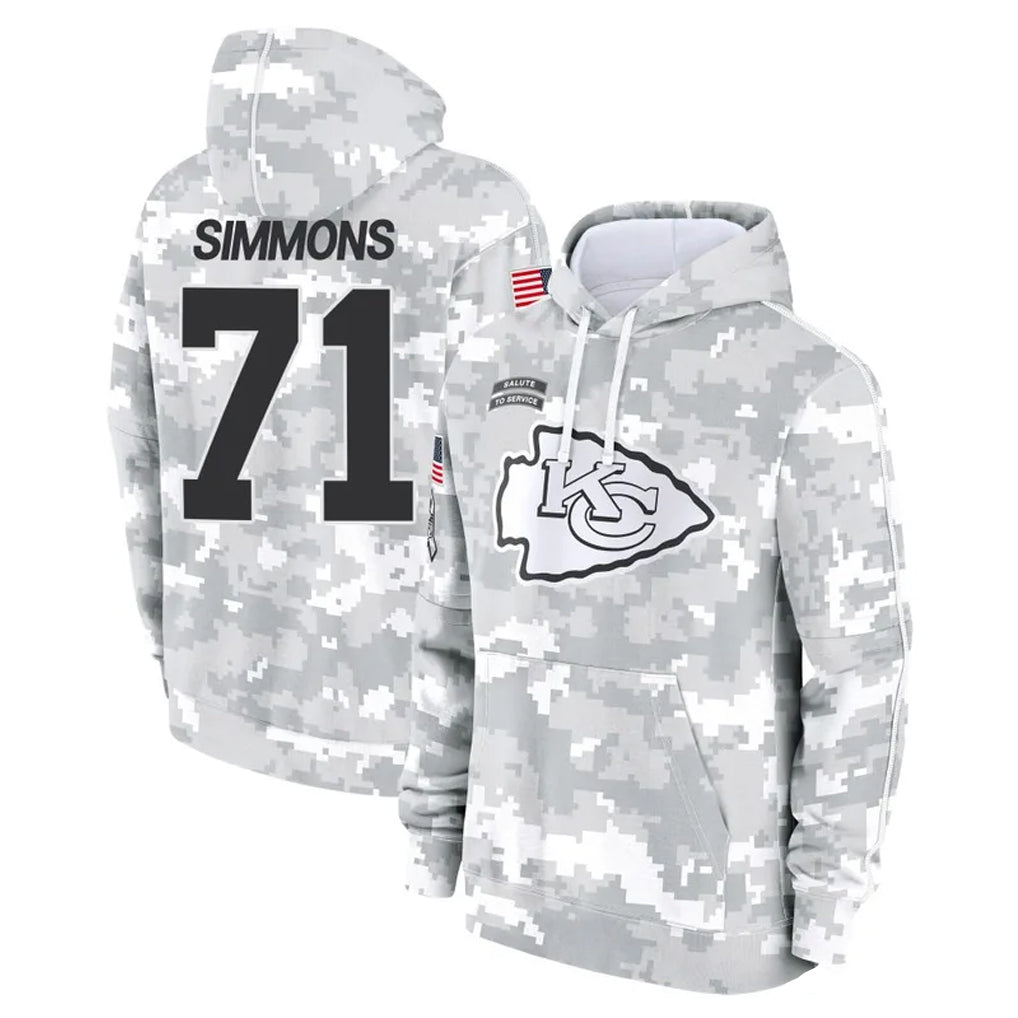 Cooneas KC.Chiefs #71 Josh Simmons Player Arctic Camo Salute to Service Hoodies Limited Game Stitched Jerseys