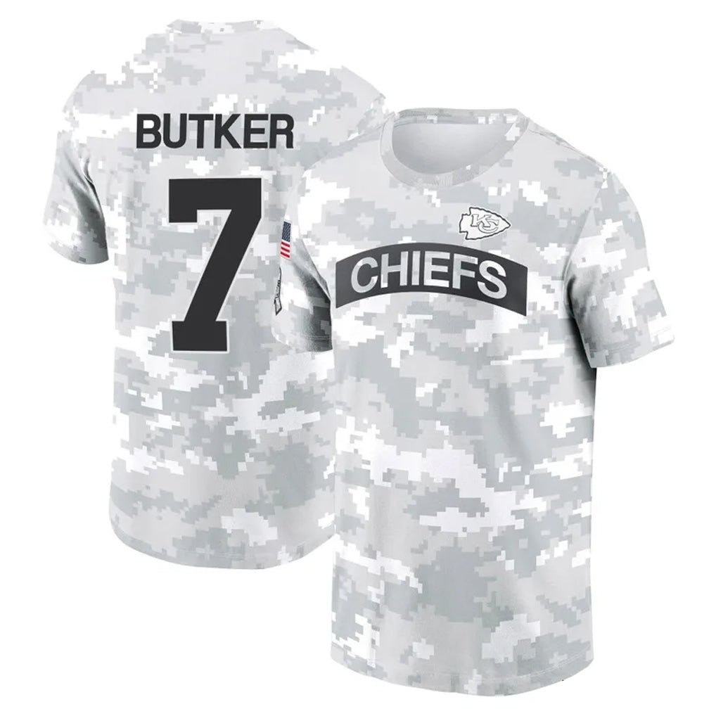Cooneas KC.Chiefs #7 Harrison Butker Player Salute to Service Hoodies & T-Shirts Stitched Jerseys