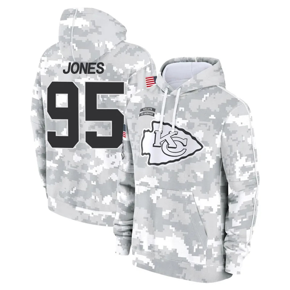 Cooneas KC.Chiefs #95 Chris Jones Player Arctic Camo Salute to Service Hoodies Stitched Jerseys