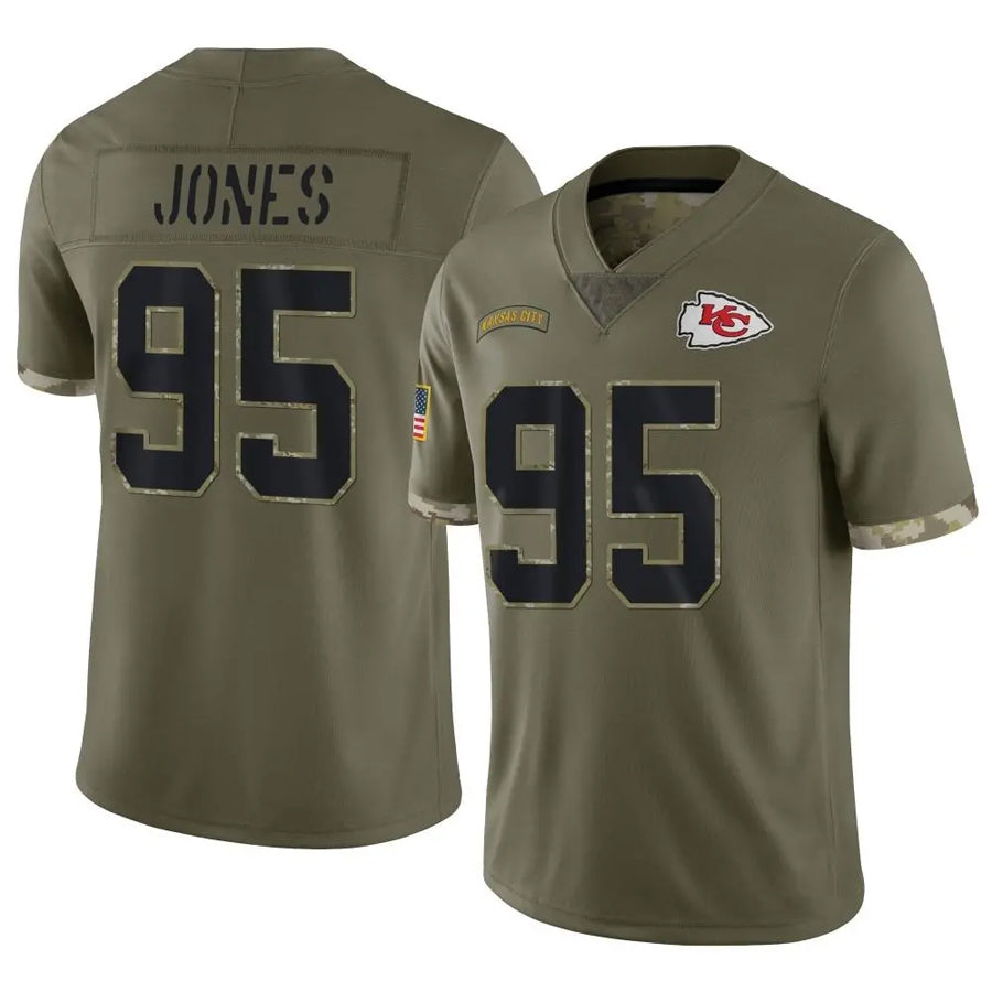 Cooneas KC.Chiefs #95 Chris Jones Player Olive Salute To Service Stitched Jerseys