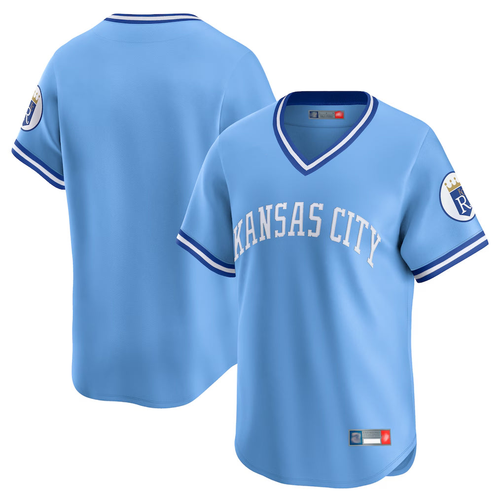 Cooneas KC.Royals Light Blue Limited Throwback Cooperstown Collection Blank Player T-shirt Stitched Jerseys