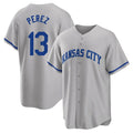 Cooneas KC.Royals #13 Salvador Perez Player Gray Game Home Stitched Jerseys