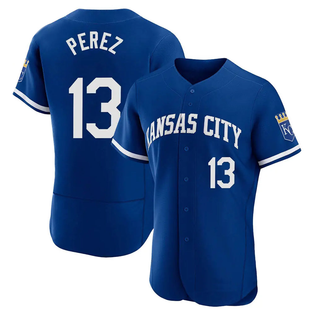Cooneas KC.Royals #13 Salvador Perez Player Royal City Connect Limited Elite Home Game Stitched Jerseys