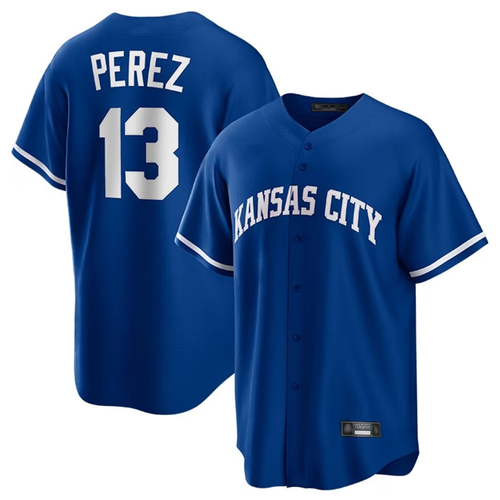 Cooneas KC.Royals #13 Salvador Perez Player Royal Game Home Stitched Jerseys