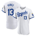 Cooneas KC.Royals #13 Salvador Perez Player White Limited Elite Home Game Stitched Jerseys