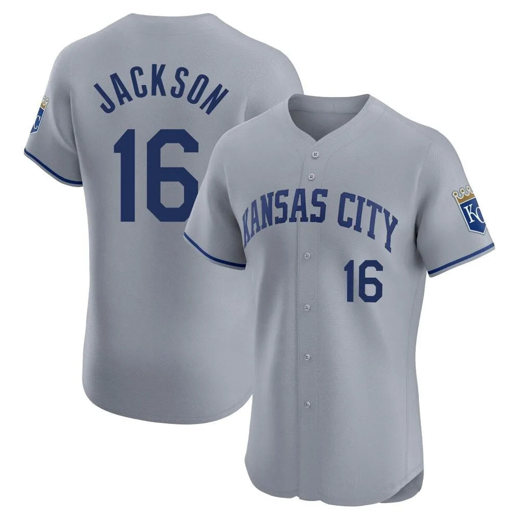 Cooneas KC.Royals #16 Bo Jackson Player Gray Limited Elite Home Stitched Jerseys
