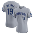 Cooneas KC.Royals #19 Michael Massey Player Gray Limited Elite Home Stitched Jerseys
