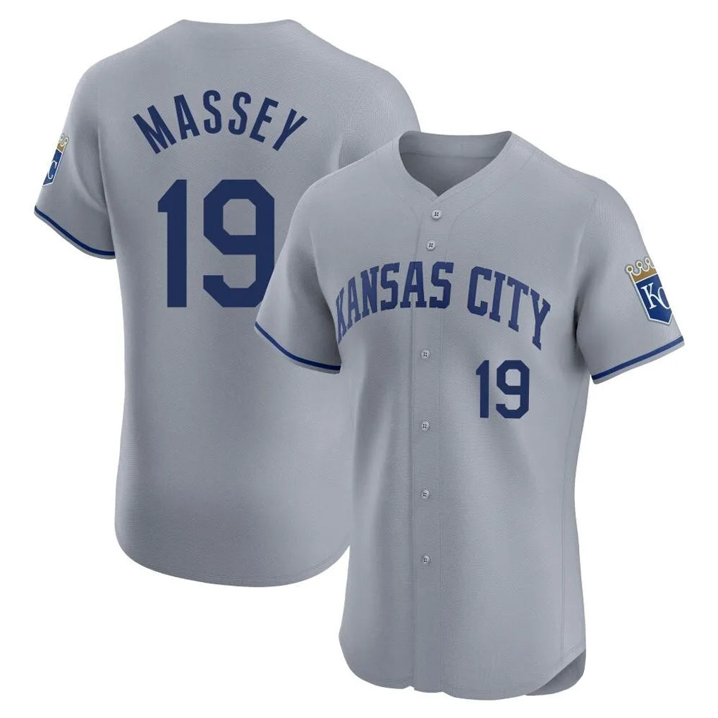 Cooneas KC.Royals #19 Michael Massey Player Gray Limited Elite Home Stitched Jerseys