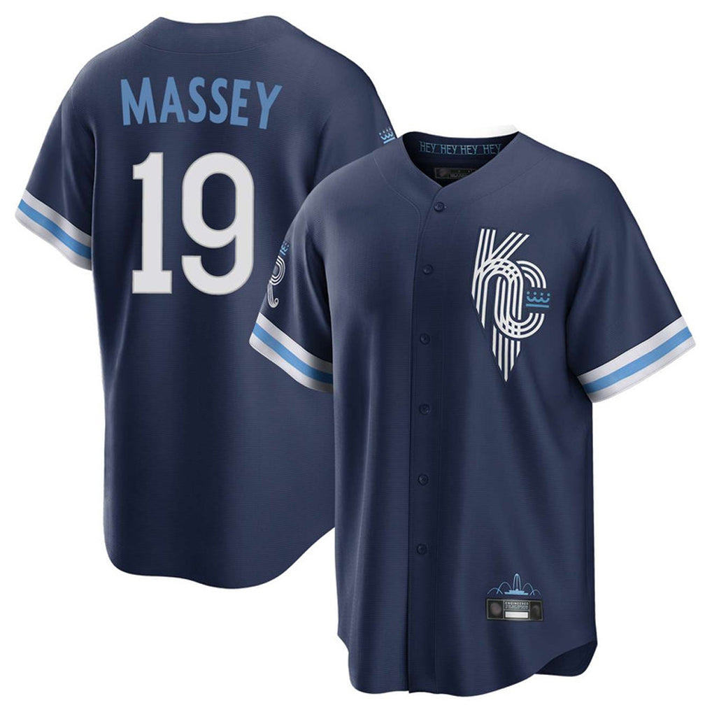 Cooneas KC.Royals #19 Michael Massey Player Navy City Connect Home Game Stitched Jerseys