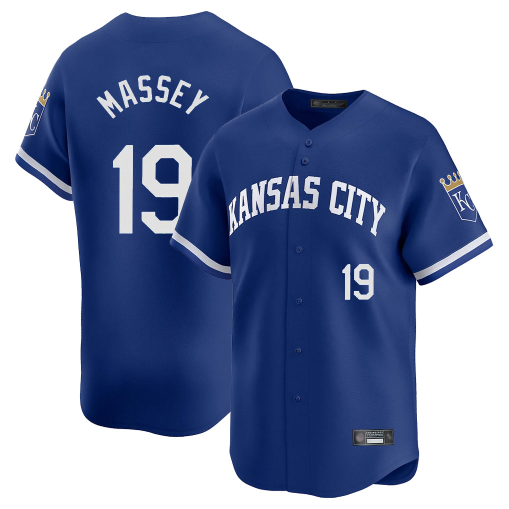 Cooneas KC.Royals #19 Michael Massey Player Royal Limited Home Stitched Jerseys