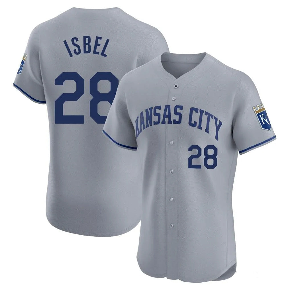 Cooneas KC.Royals #28 Kyle Isbel Player Gray Limited Elite Home Stitched Jerseys