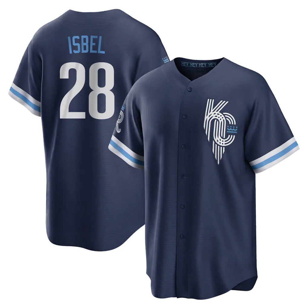 Cooneas KC.Royals #28 Kyle Isbel Player Navy City Connect Home Game Stitched Jerseys