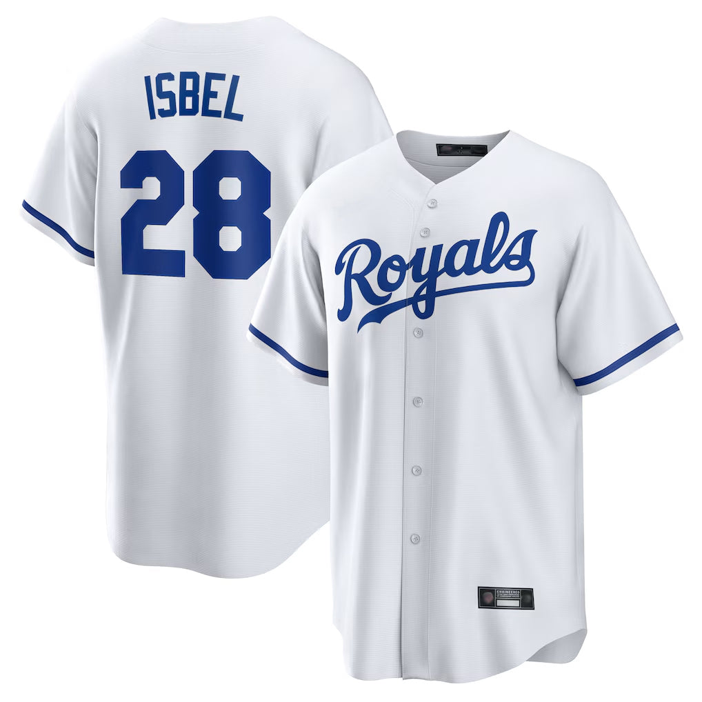 Cooneas KC.Royals #28 Kyle Isbel Player White Home Game Stitched Jerseys