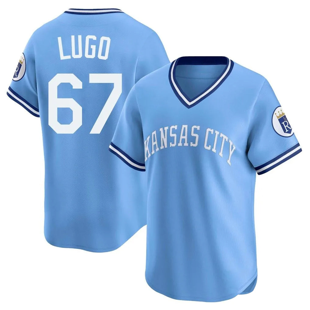 Cooneas KC.Royals #67 Seth Lugo Player Light Blue Limited Throwback Cooperstown Collection T-shirt Stitched Jerseys