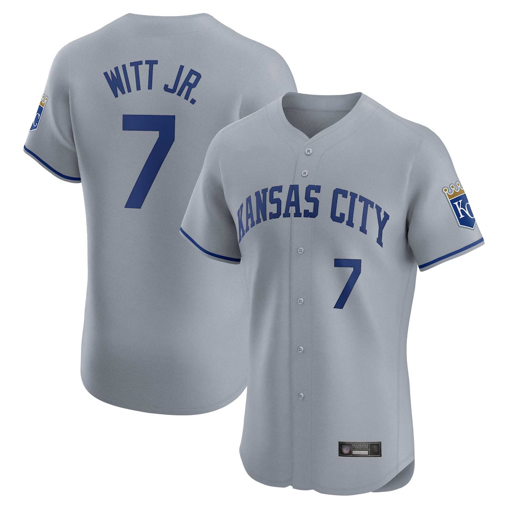 Cooneas KC.Royals #7 Bobby Witt Jr. Player Gray Limited Elite Home Stitched Jerseys