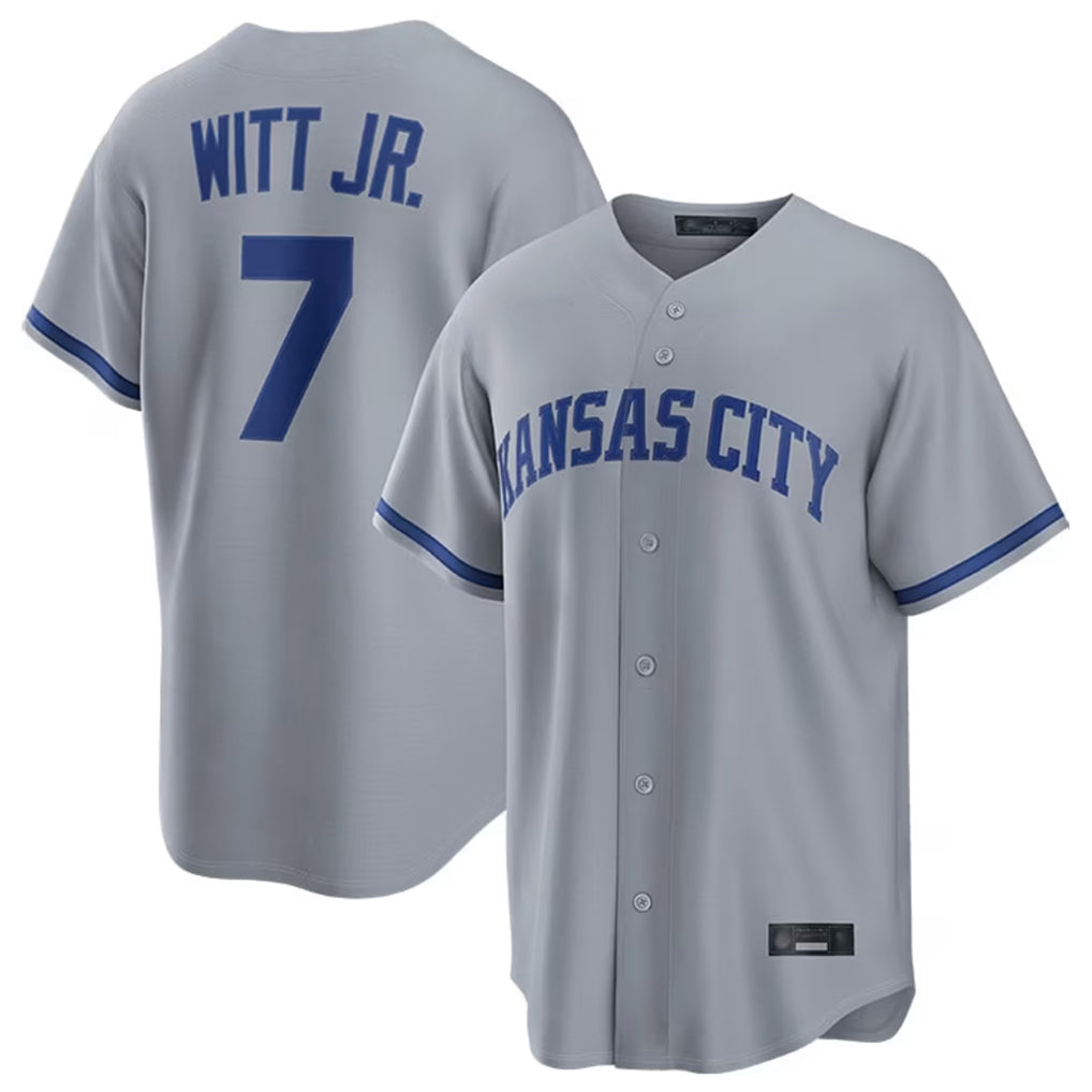 Cooneas KC.Royals #7 Bobby Witt Jr. Player Grey Road Game Home Stitched Jerseys