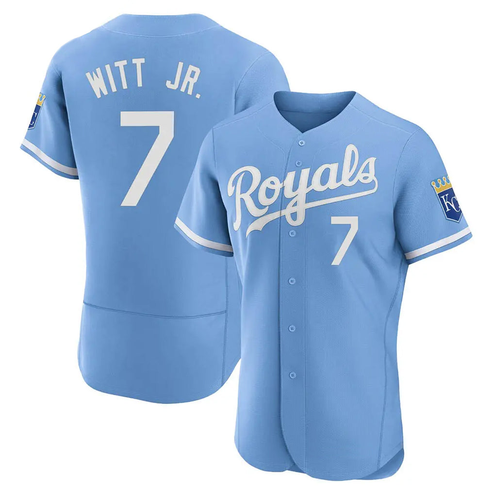 Cooneas KC.Royals #7 Bobby Witt Jr. Player Light Blue Alt Limited Elite Home Stitched Jerseys