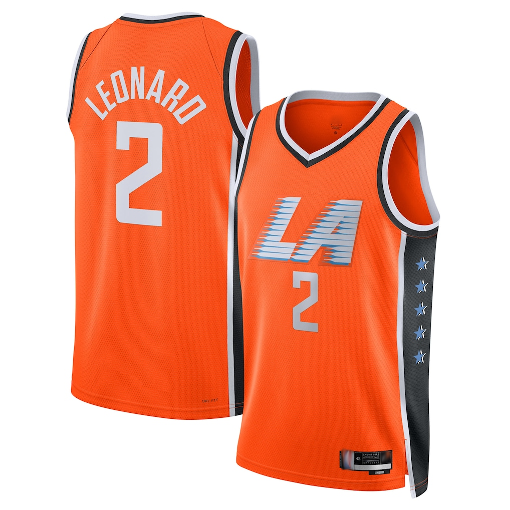 Cooneas LA.Clippers #2 Kawhi Leonard Orange 2025-2026 Swingman Stitched Jerseys - City Edition