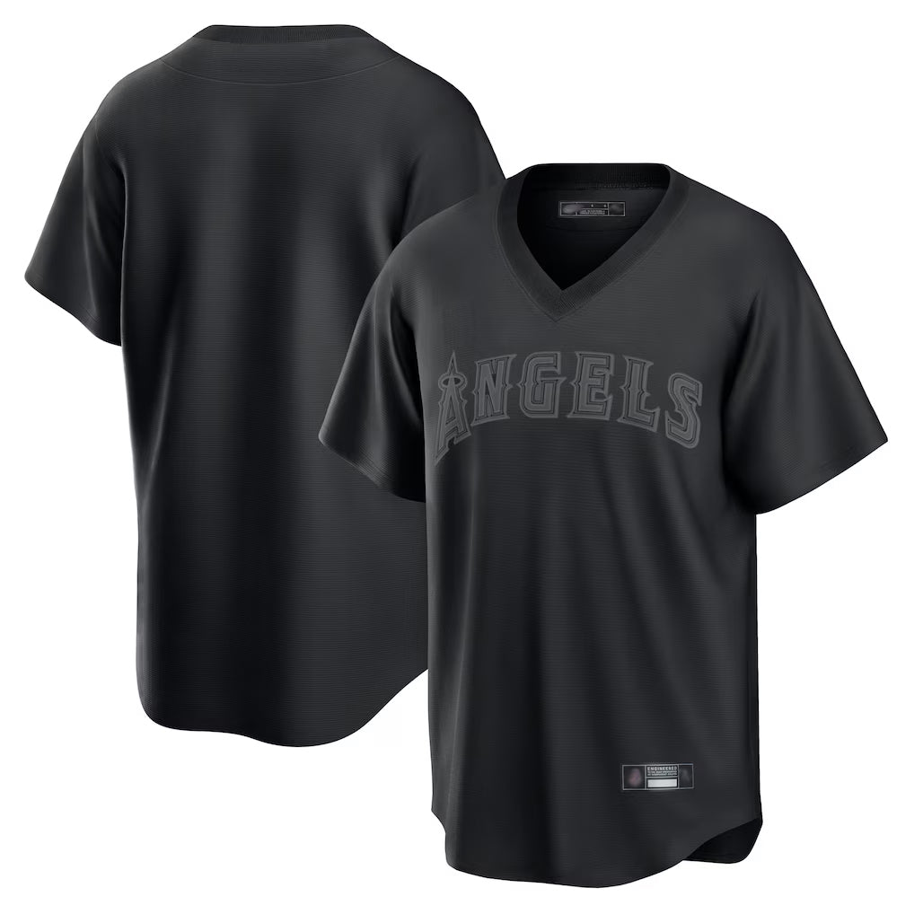 Cooneas LA.Angels Black Pitch Fashion Blank Player T-shirt Stitched Jerseys