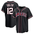 Cooneas LA.Angels #12 Jorge Soler Player Black Fashion Out Home Game Stitched Jerseys