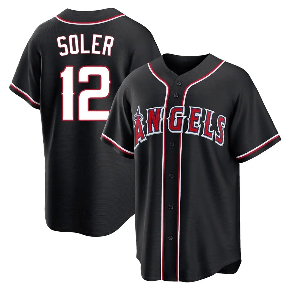 Cooneas LA.Angels #12 Jorge Soler Player Black Fashion Out Home Game Stitched Jerseys