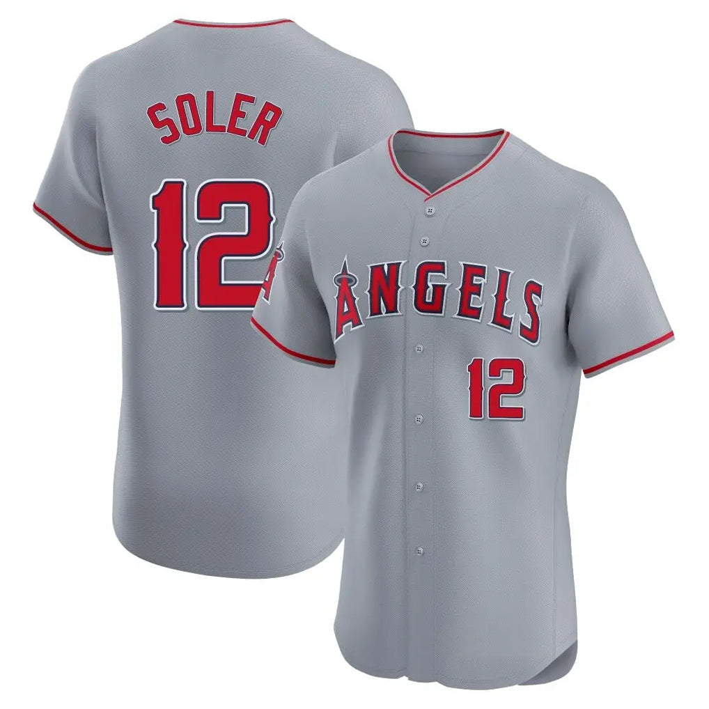 Cooneas LA.Angels #12 Jorge Soler Player Gray Home Limited Elite Stitched Jerseys