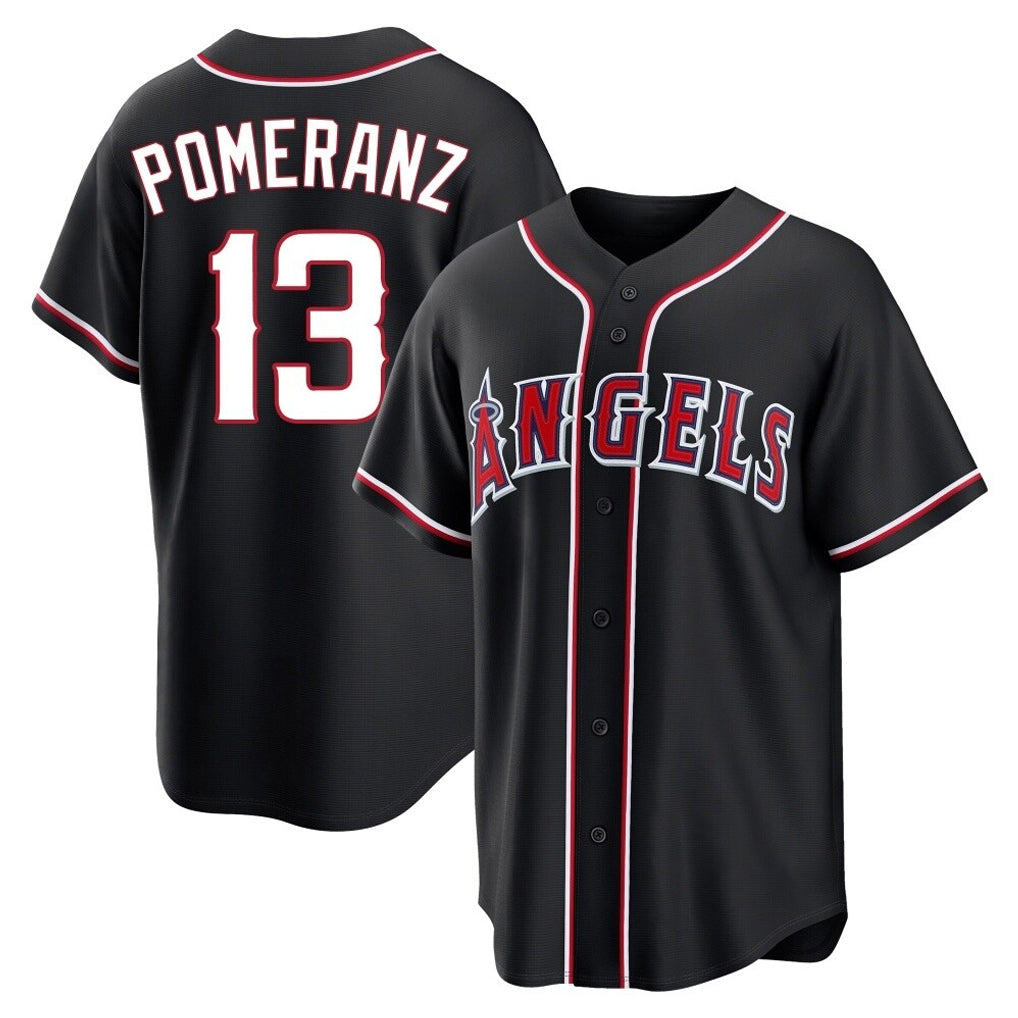 Cooneas LA.Angels #13 Drew Pomeranz Player Black Fashion Out Home Game Stitched Jerseys