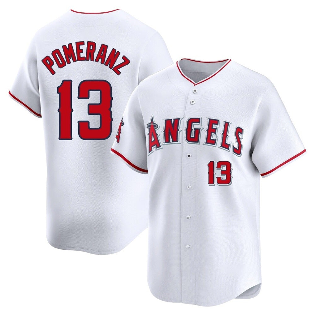 Cooneas LA.Angels #13 Drew Pomeranz Player White Limited Home Stitched Jerseys
