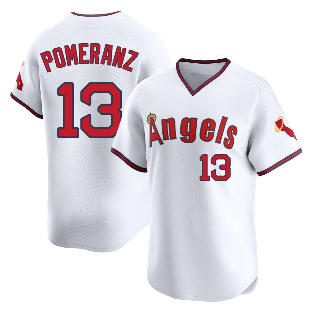 Cooneas LA.Angels #13 Drew Pomeranz Player White T-shirt Home Limited Stitched Jerseys