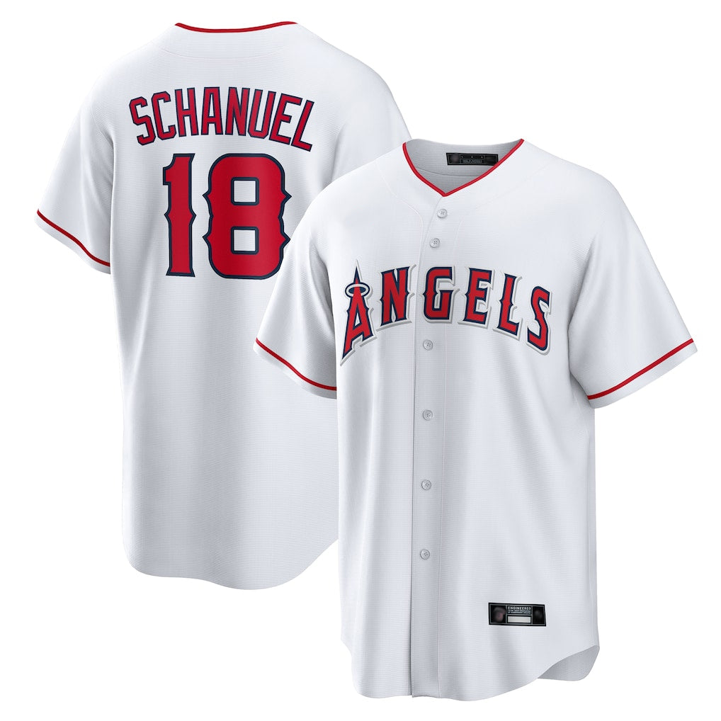 Cooneas LA.Angels #18 Nolan Schanuel Player White Home Game Stitched Jerseys
