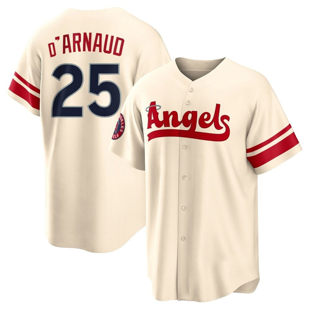 Cooneas LA.Angels #25 Travis d'Arnaud Player Cream City Connect Home Stitched Jerseys