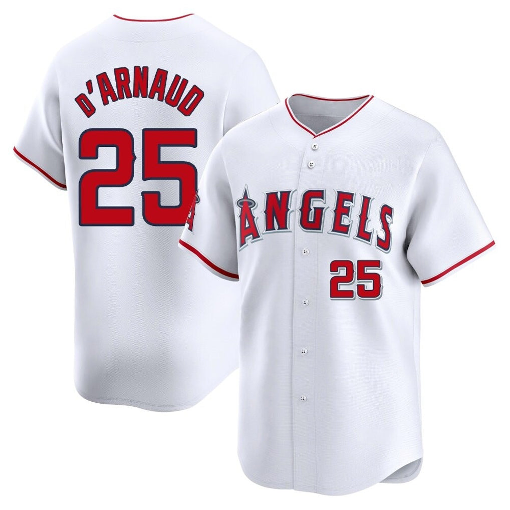 Cooneas LA.Angels #25 Travis d'Arnaud Player White Limited Home Stitched Jerseys