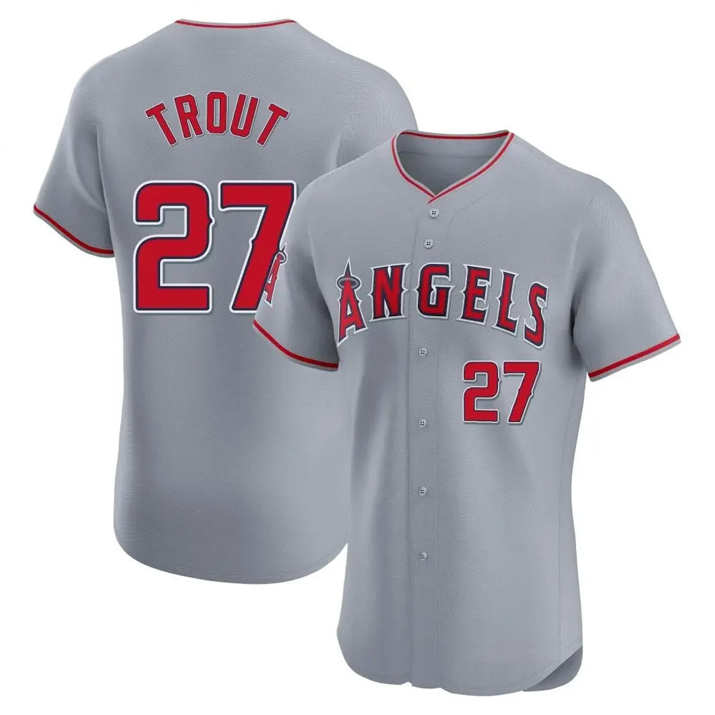 Cooneas LA.Angels #27 Mike Trout Player Gray Home Limited Elite Stitched Jerseys
