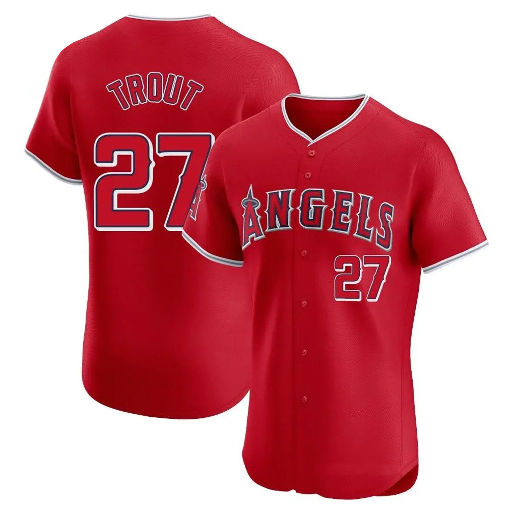 Cooneas LA.Angels #27 Mike Trout Player Red Home Limited Elite Stitched Jerseys