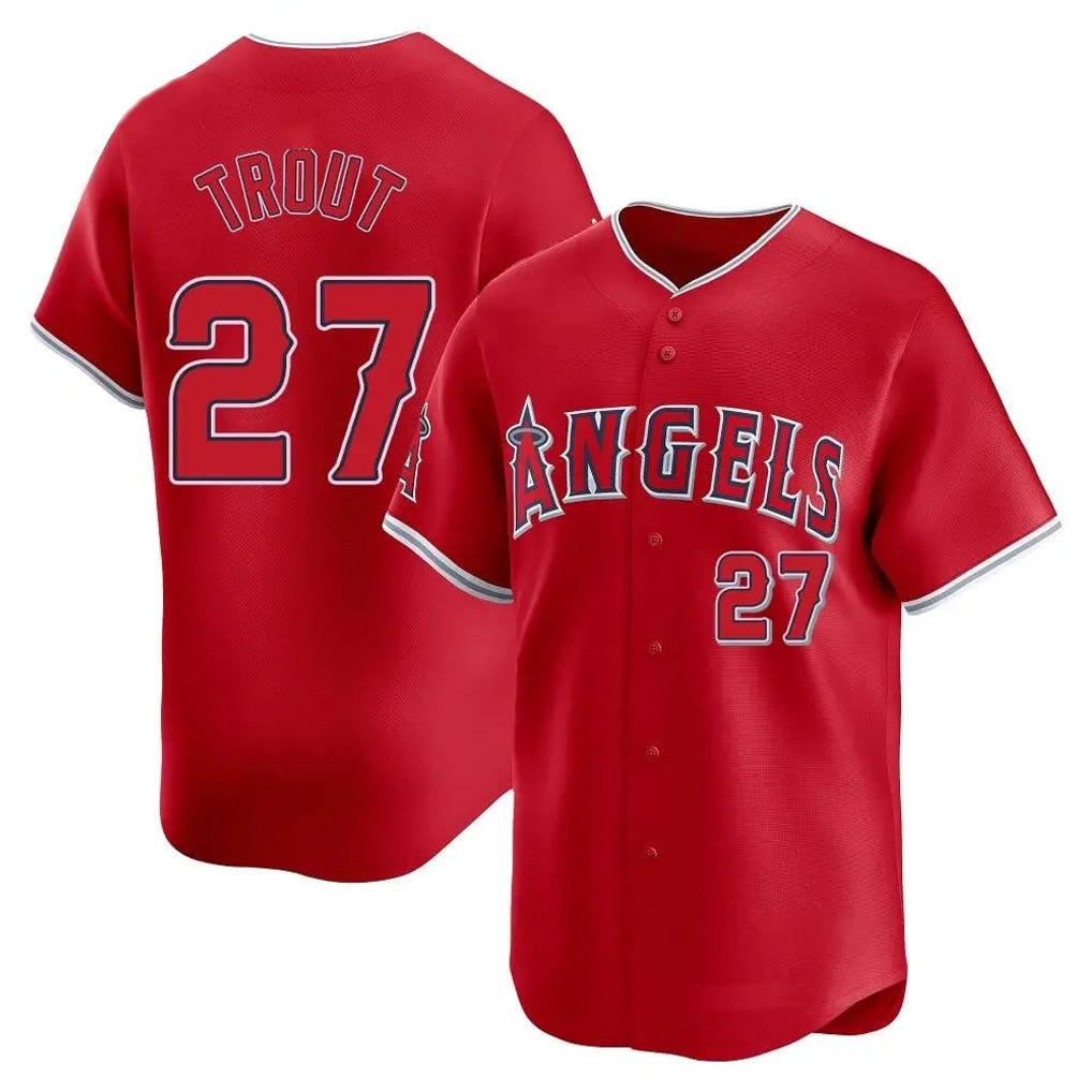 Cooneas LA.Angels #27 Mike Trout Player Red Home Limited Stitched Jerseys