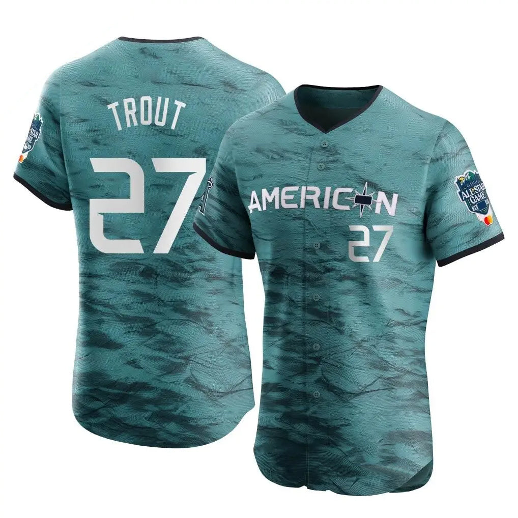 Cooneas LA.Angels #27 Mike Trout Player Teal Elite American League Game Vapor Premier All-Star Stitched Jerseys
