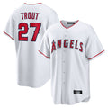 Cooneas LA.Angels #27 Mike Trout Player White Home Game Stitched Jerseys