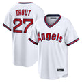Cooneas LA.Angels #27 Mike Trout Player White T-shirt Home Game Stitched Jerseys
