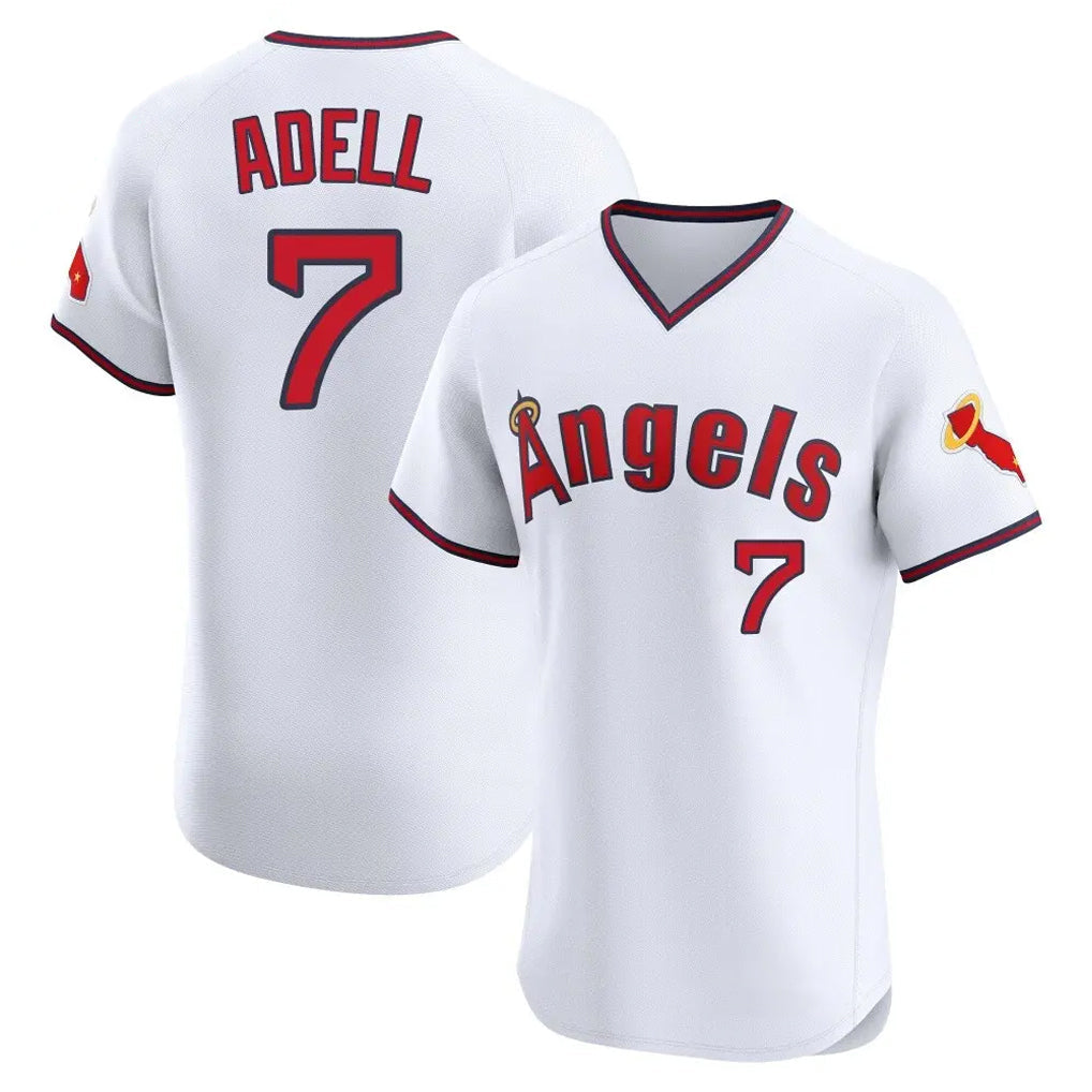 Cooneas LA.Angels #7 Jo Adell Player White T-shirt Home Limited Elite Stitched Jerseys