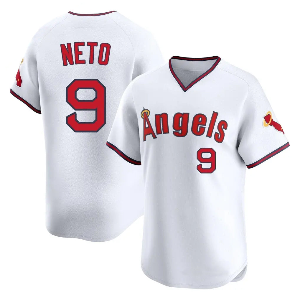 Cooneas LA.Angels #9 Zach Neto Player White T-shirt Home Limited Stitched Jerseys