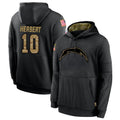 Cooneas LA.Chargers #10 Justin Herbert Player Salute To Service Black Hoodies Game Stitched Jerseys